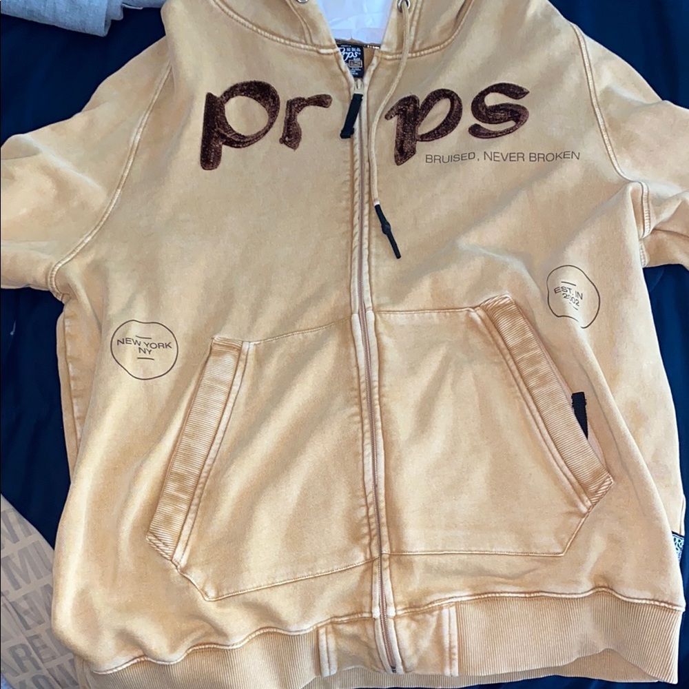PRPS Tan Zip Up Sweater